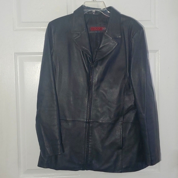 Nicole Miller Leather Jacket Zip Medium - Picture 1 of 14